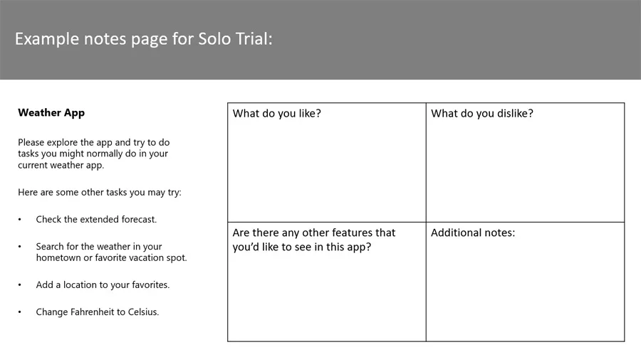This was similar to the first page of the survey participants were given during the solo trial.